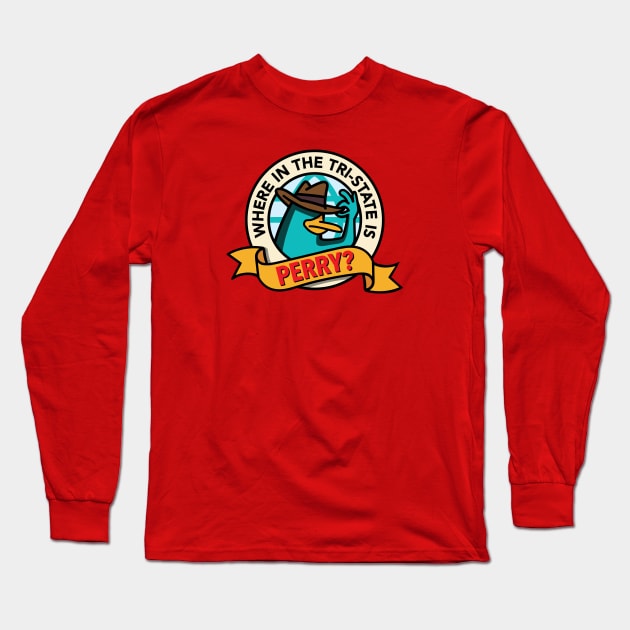 Where in the Tri-State is Perry? (Red) Long Sleeve T-Shirt by jepegdesign